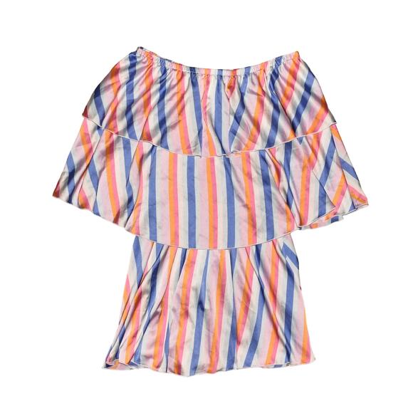 SHOW ME YOUR MUMU $164 Triple Decker Striped‎ Off-The-Shoulder Romper Small - Picture 1 of 3